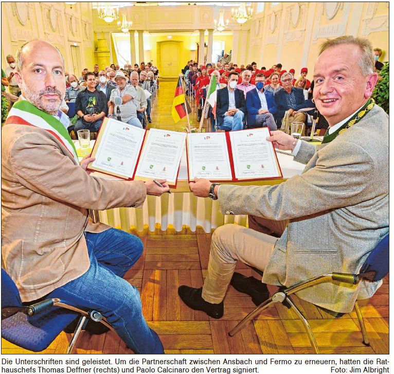 OB Herr Deffner mit Bürgermeister Paolo Calcinaro